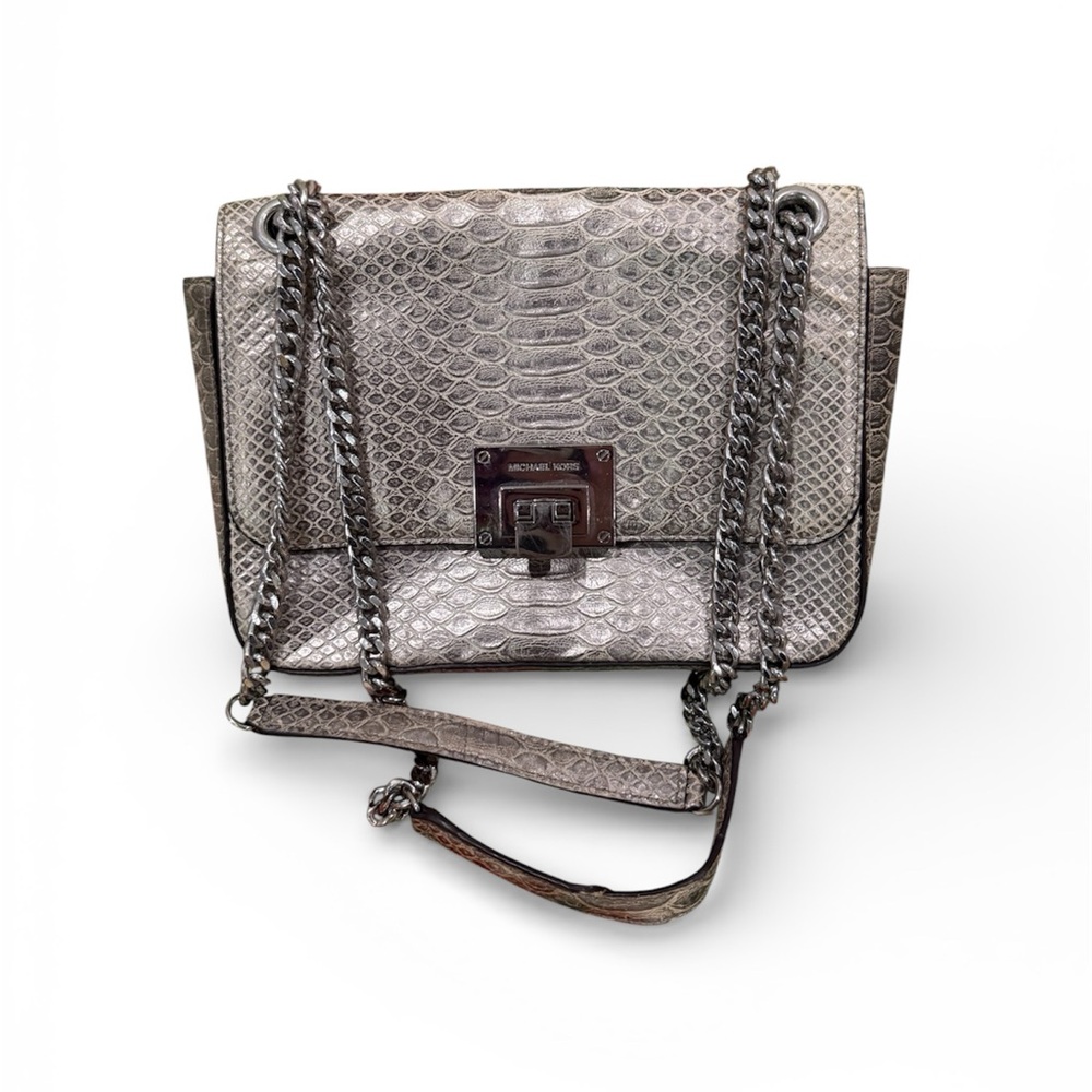 Michael Kors Metallic Snake Print Shoulder Bag